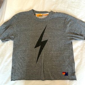 Aviator Nation grey t-shirt with lightning bolt